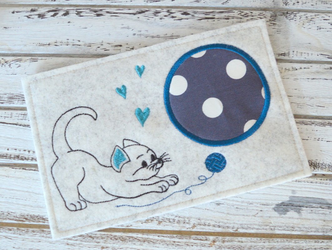 Stickdatei Untersetzer Katze 13x18cm und 13x20cm