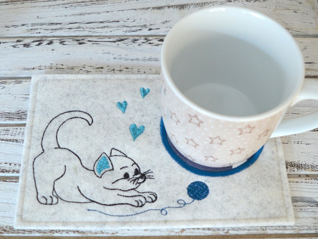 Stickdatei Untersetzer Katze 13x18cm und 13x20cm - Bild 2