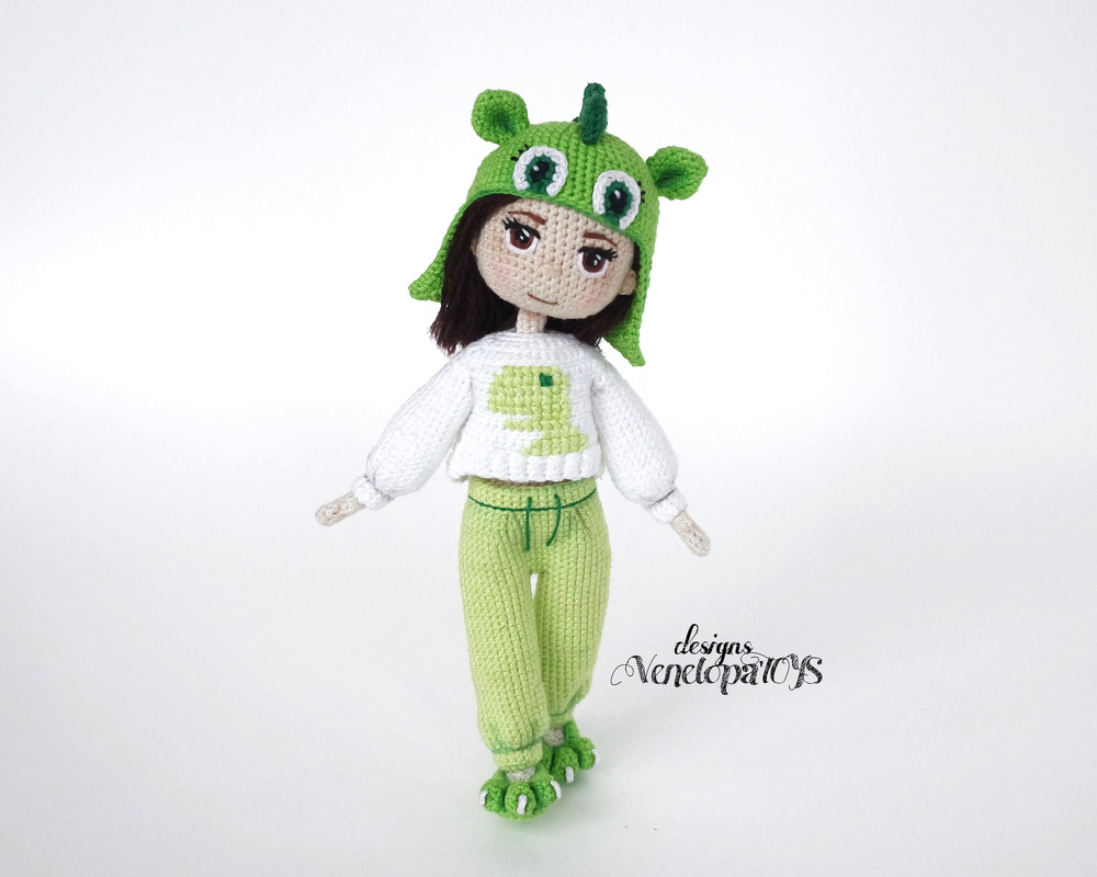 Amigurumi Doll in dinosaur pajamas Crochet Pattern - Image 2