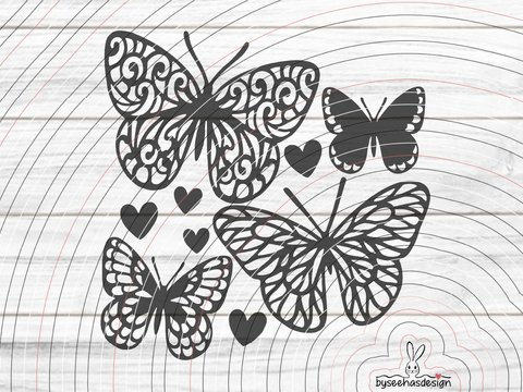4 Schmetterlinge Plotterdatei SVG DXF