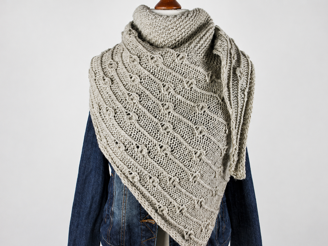 Triangle Shawl Knitting Pattern PDF – Frejas with Texture and I-Cord Edging