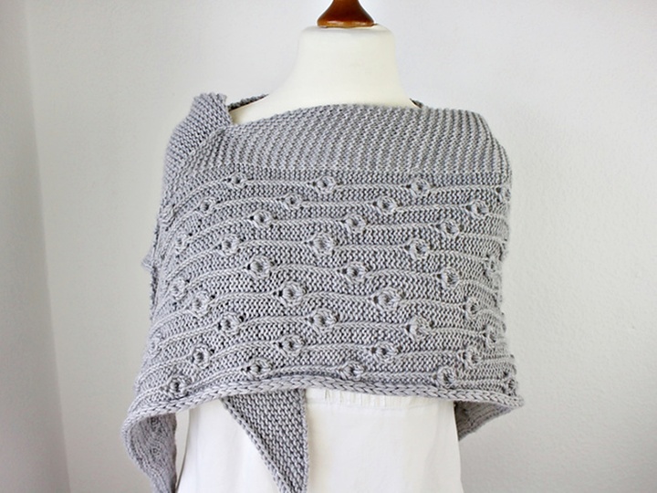 Triangle Shawl Knitting Pattern PDF – Frejas with Texture and I-Cord Edging