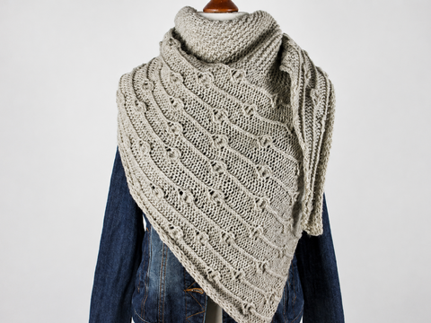 Triangle Shawl Knitting Pattern PDF – Frejas with Texture and I-Cord Edging