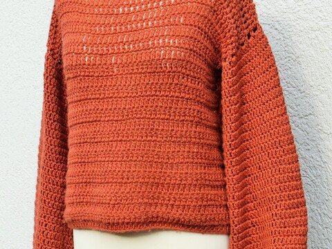 Häkelanleitung Pullover „Tamara“ – modischer Pullover mit Ballonärmeln