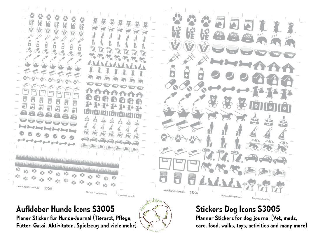 Planer Aufkleber "Hundeleben", 2 Größen Icons S3005