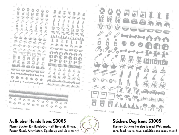 Planner stickers "a dog's life" 2 sizes, icons S3005