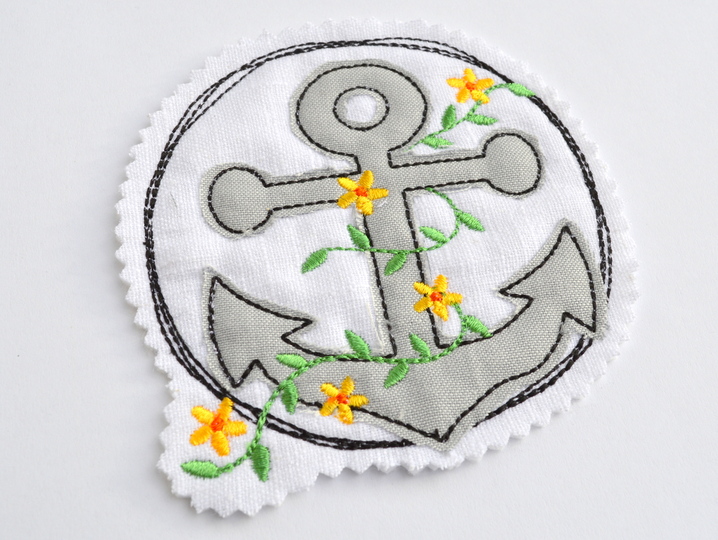 Stickdatei Anker Blumenranke doodle