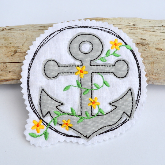 Stickdatei Anker Blumenranke doodle