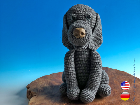 Crochet Pattern Lulli the Weimaraner, crochet a sitting dog, amigurumi dog by jennysideenreich