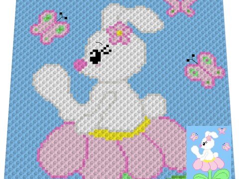 Häkelmuster *BUNNY SUE - HASE* Grafik für C2C Decke