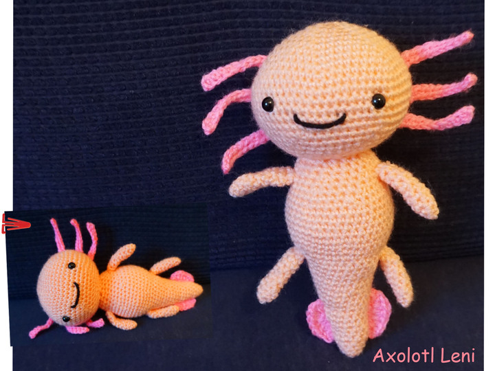 Amigurumi Häkelanleitung für Axolotl Leni