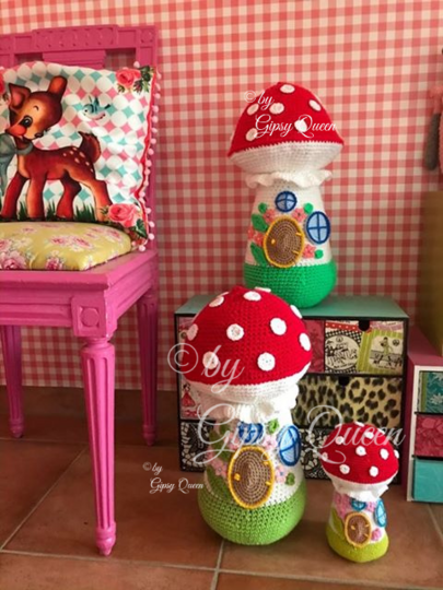 Häkelanleitung Fliegenpilzhaus Türstopper DIY Dekoration für dein Zuhause