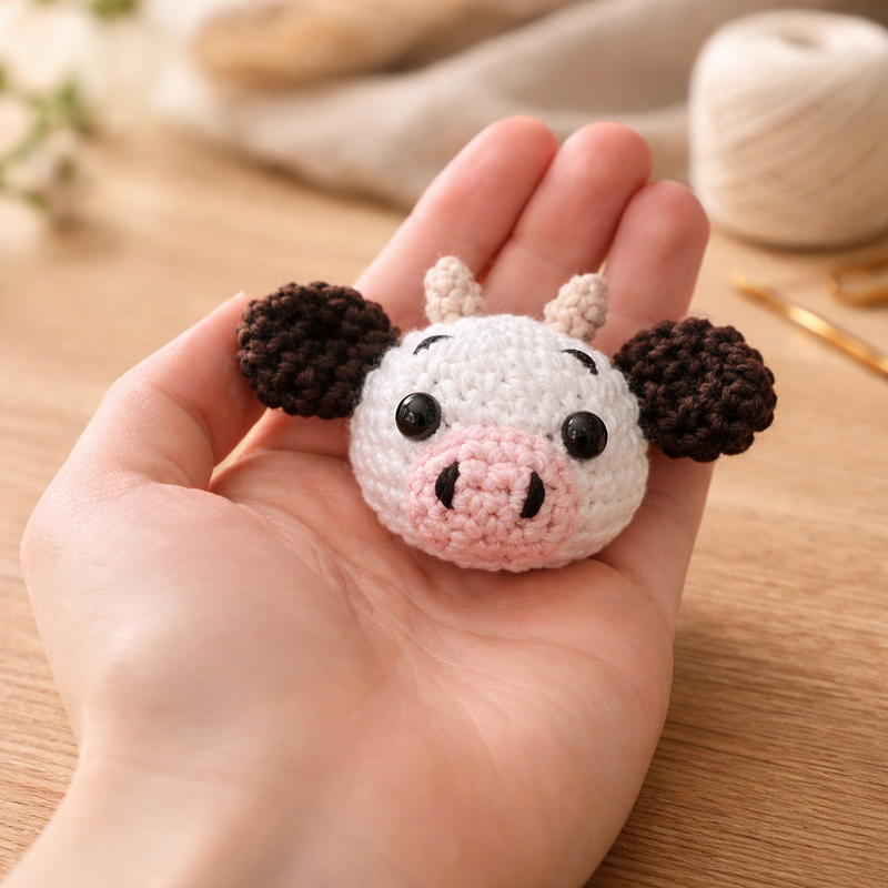 Crochet Pattern Cow Pendant, crochet Cow Head