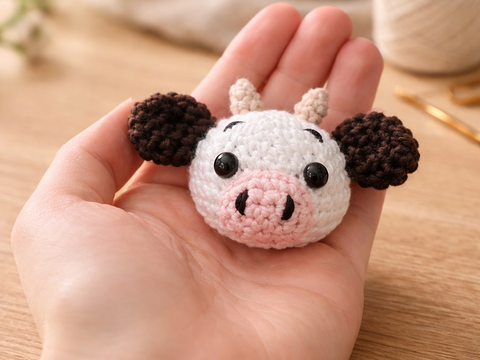 Crochet Pattern Cow Pendant, crochet Cow Head
