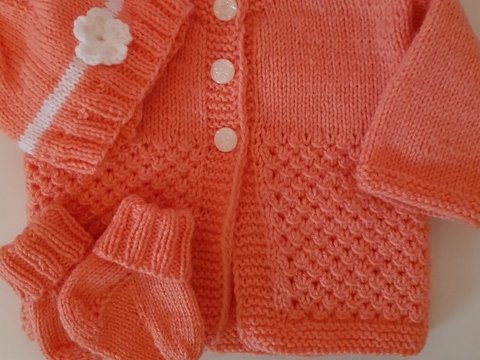 Strickanleitung Babygarnitur Jacke, Mütze, Socken Größe 62/68
