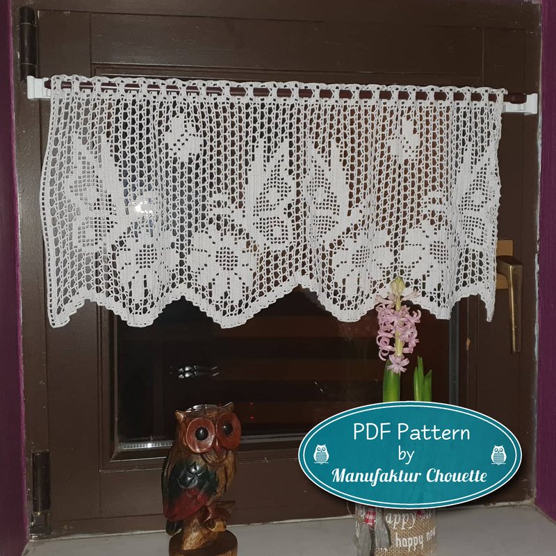 Small curtain "Butterflies" - Spring collection, PDF crochet pattern, chart - Image 8