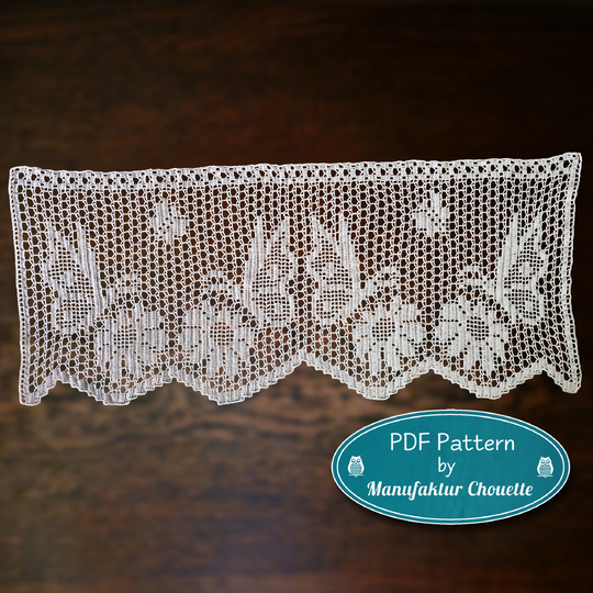 Small curtain "Butterflies" - Spring collection, PDF crochet pattern, chart