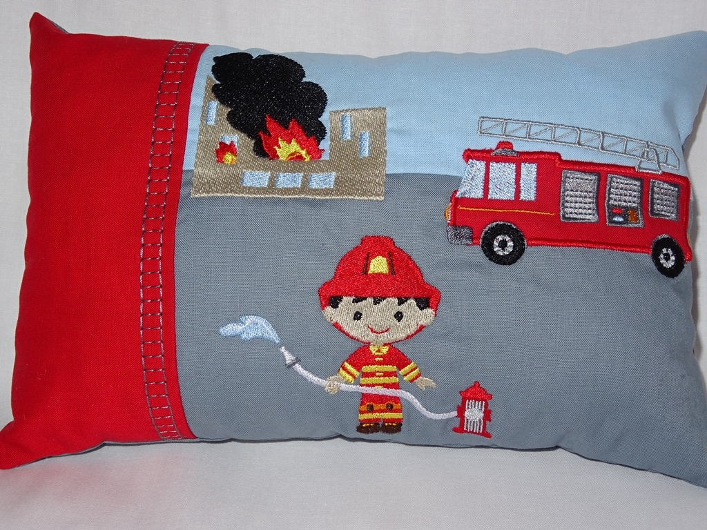 Feuerwehr Kissen ITH Stickdatei