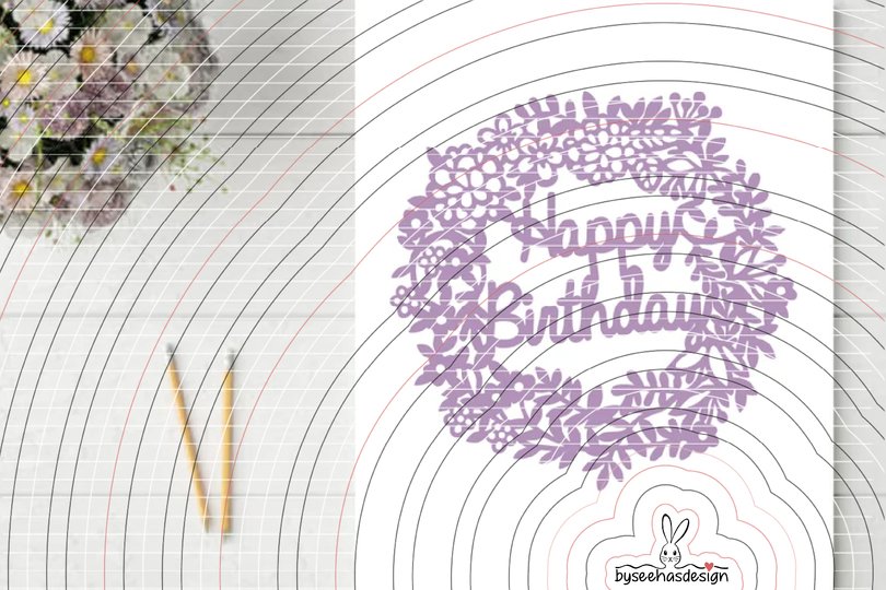 Happy Birthday Kranz Plotterdatei SVG DXF