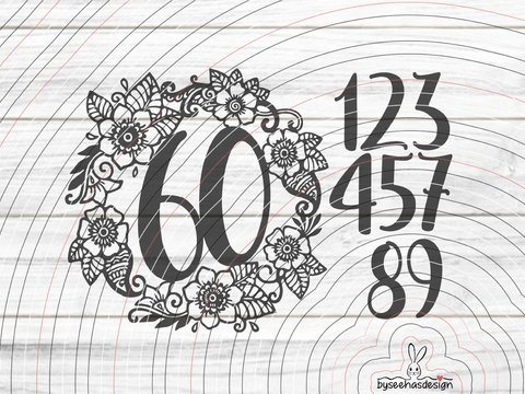 Blumenkranz Zahlen 0-9 Plotterdatei SVG DXF