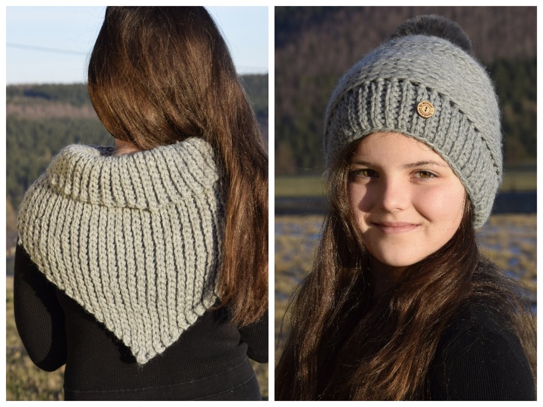 - JÖRDIS - Set aus Bommelmütze und Dreieckstuch häkeln, alle Größen unisex, von 38 cm - 65 cm Kopfumfang, Häkelanleitung 213 - Bild 6