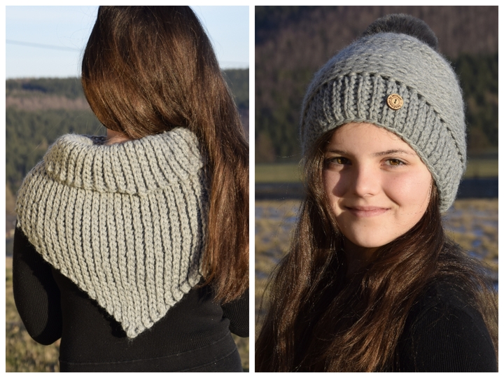 - JÖRDIS - Set aus Bommelmütze und Dreieckstuch häkeln, alle Größen unisex, von 38 cm - 65 cm Kopfumfang, Häkelanleitung 213