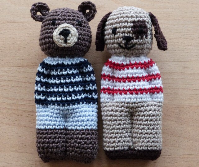 Crochet pattern animal dolls cat, dog, bear and rabbit