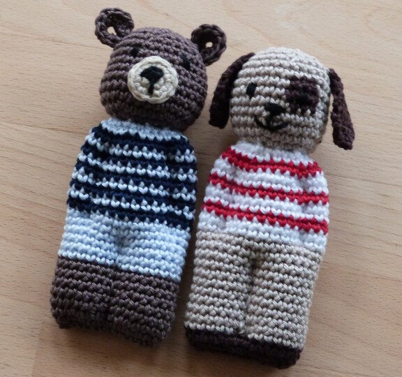 Crochet pattern animal dolls cat, dog, bear and rabbit