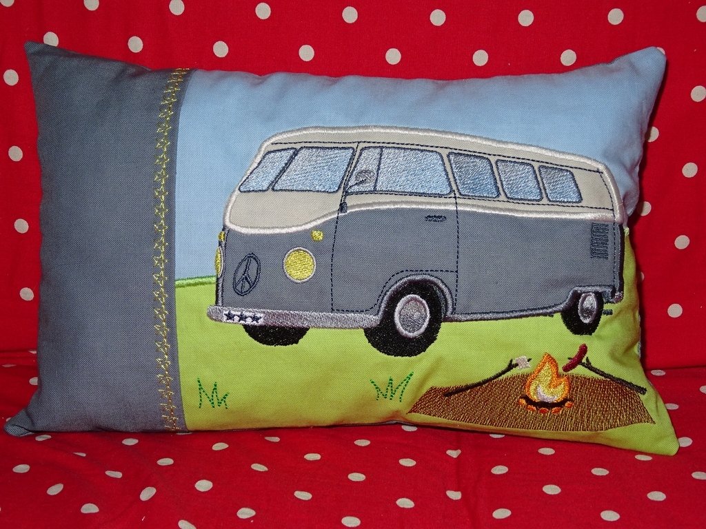Bus Hippiebus Campingbus inkl. Kissen ITH Stickdatei - Bild 2