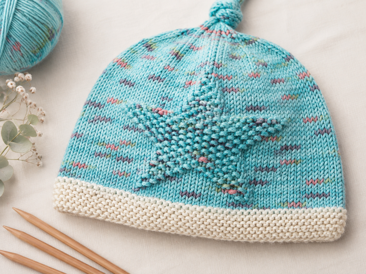 Baby-Mütze mit "Stern" (Strickanleitung)