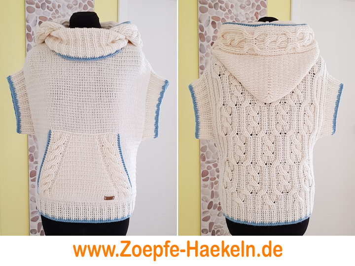 Mod. 036 - Hoodie / Pullunder mit Kapuze - Gr. 32/34 bis 52/54