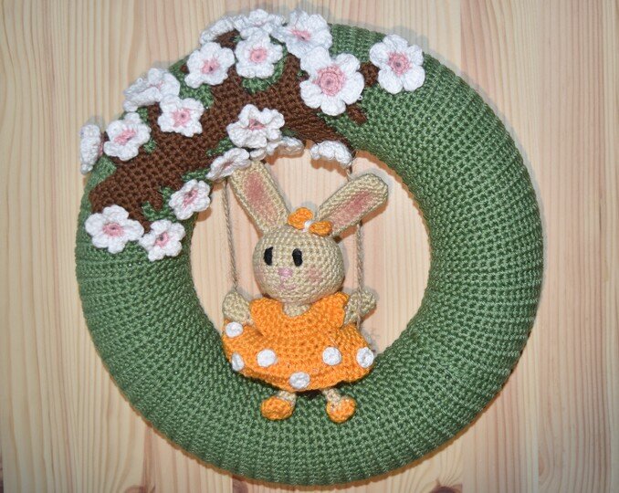 Türkranz Hasenmädchen Schaukel häkeln
