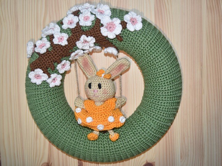Türkranz Hasenmädchen Schaukel häkeln