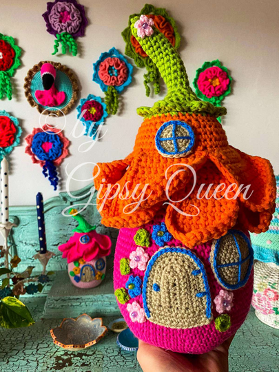 Häkelanleitung Blumenhaus Türstopper