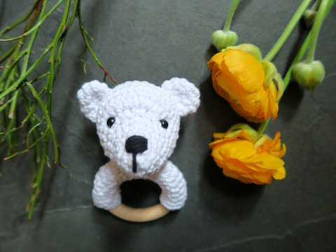 Häkelanleitung - Eisbär Beißring & Rassel