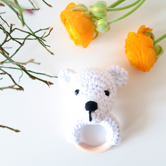 Häkelanleitung - Eisbär Beißring & Rassel