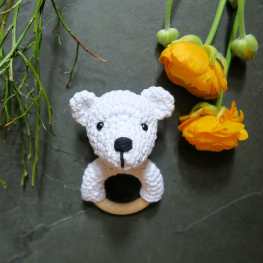 Häkelanleitung - Eisbär Beißring & Rassel