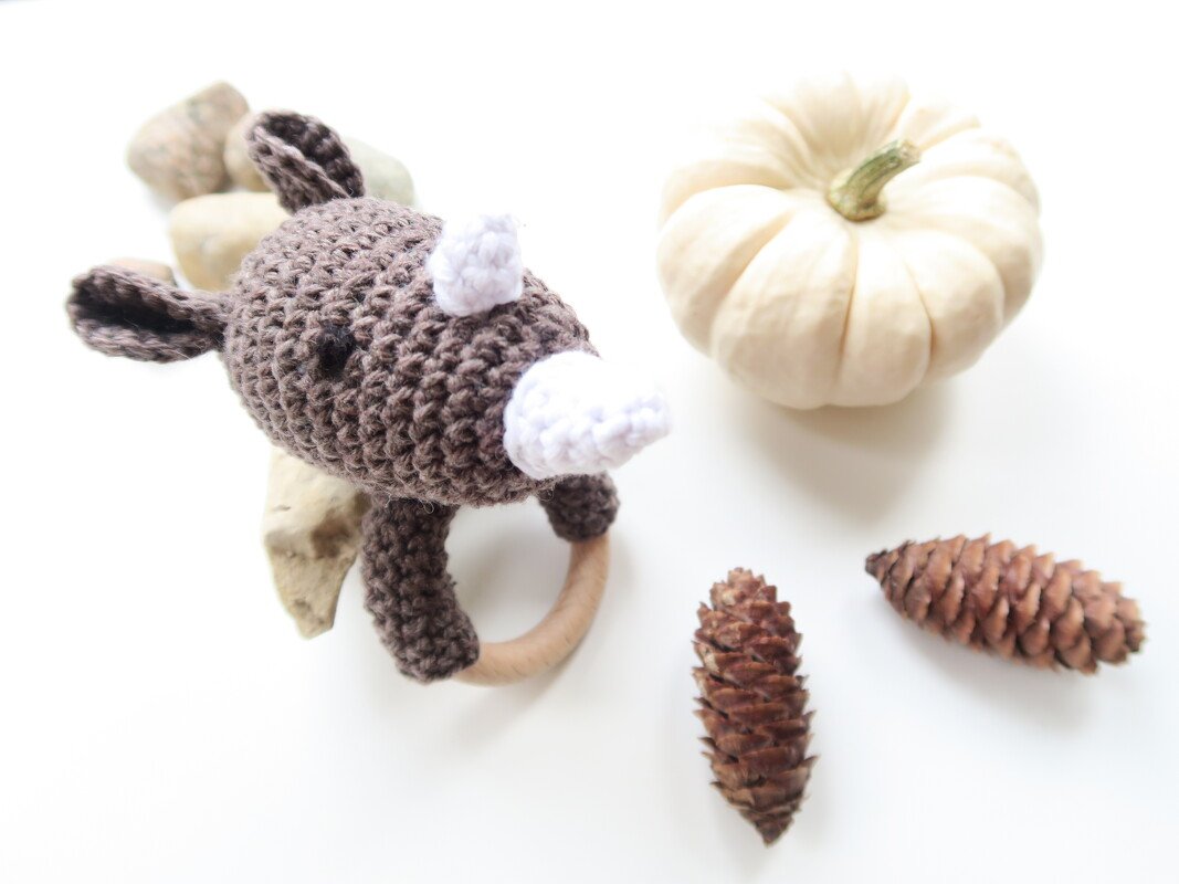 Häkelanleitung - Nashorn Beißring &amp; Rassel