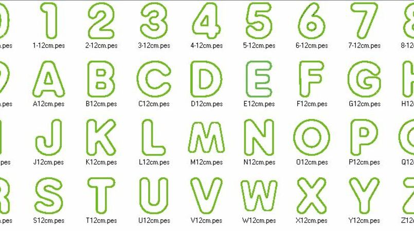 12cm Buchstaben und Zahlen Stickdatei Alphabet Zahl