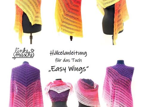 Häkelanleitung für das Tuch „Easy Wings“ - ein einfaches 5-Eck-Tuch / Flügeltuch
