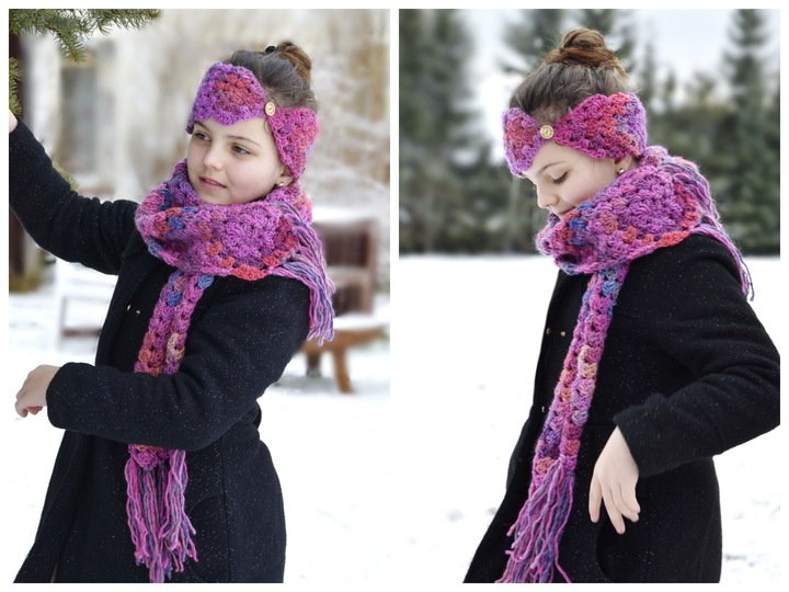 - IDA - Schal und Stirnband Set an jedes Garn und jede Größe anzupassen, von 38 cm - 65 cm Kopfumfang, Häkelanleitung 214