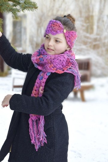 - IDA - Schal und Stirnband Set an jedes Garn und jede Größe anzupassen, von 38 cm - 65 cm Kopfumfang, Häkelanleitung 214