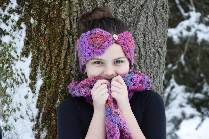 - IDA - Schal und Stirnband Set an jedes Garn und jede Größe anzupassen, von 38 cm - 65 cm Kopfumfang, Häkelanleitung 214