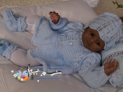 Strickanleitung für Baby's u. Reborns 3-teilig Modell Carola Gr. 50