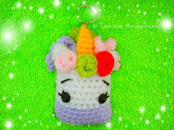 Crochet pattern unicorn keychain PDF ternura amigurumi english- deutsch- dutch
