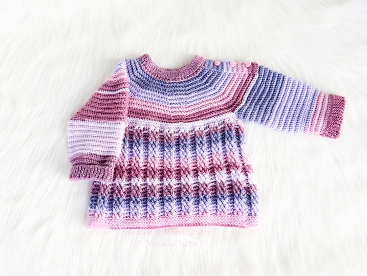 Baby & children's sweater “Elina”, size: 0 m - 5 y. (round shoulder yoke)