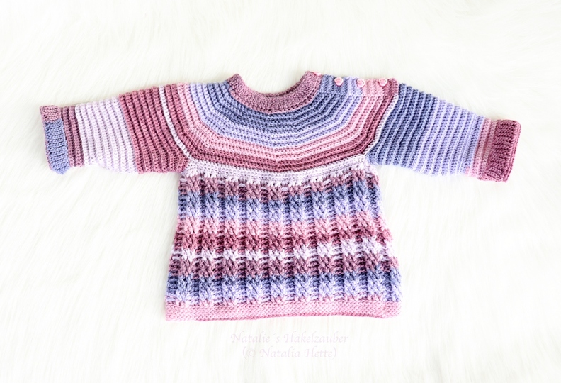 Baby & children's sweater “Elina”, size: 0 m - 5 y. (round shoulder yoke)