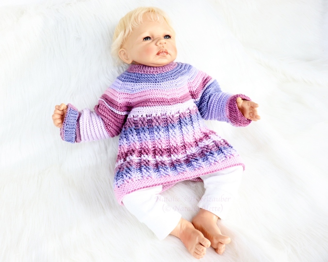 Baby & children's sweater “Elina”, size: 0 m - 5 y. (round shoulder yoke)