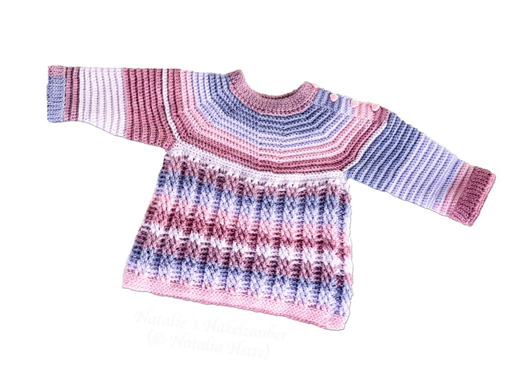 Baby & children's sweater “Elina”, size: 0 m - 5 y. (round shoulder yoke)