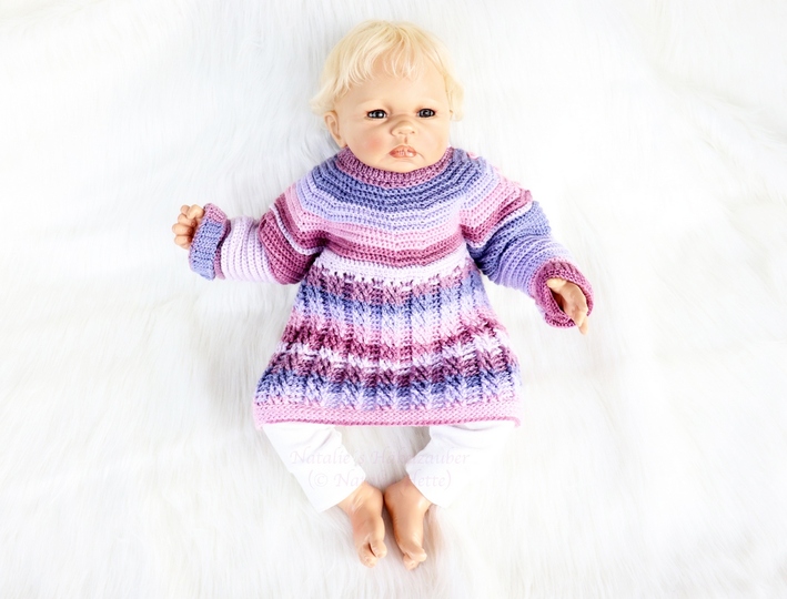 Baby & children's sweater “Elina”, size: 0 m - 5 y. (round shoulder yoke)